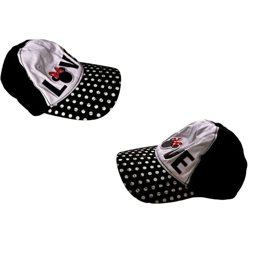 NWOT Disney Minnie Mouse Baseball Cap Hat Adjustable Embroidered Polka D…
